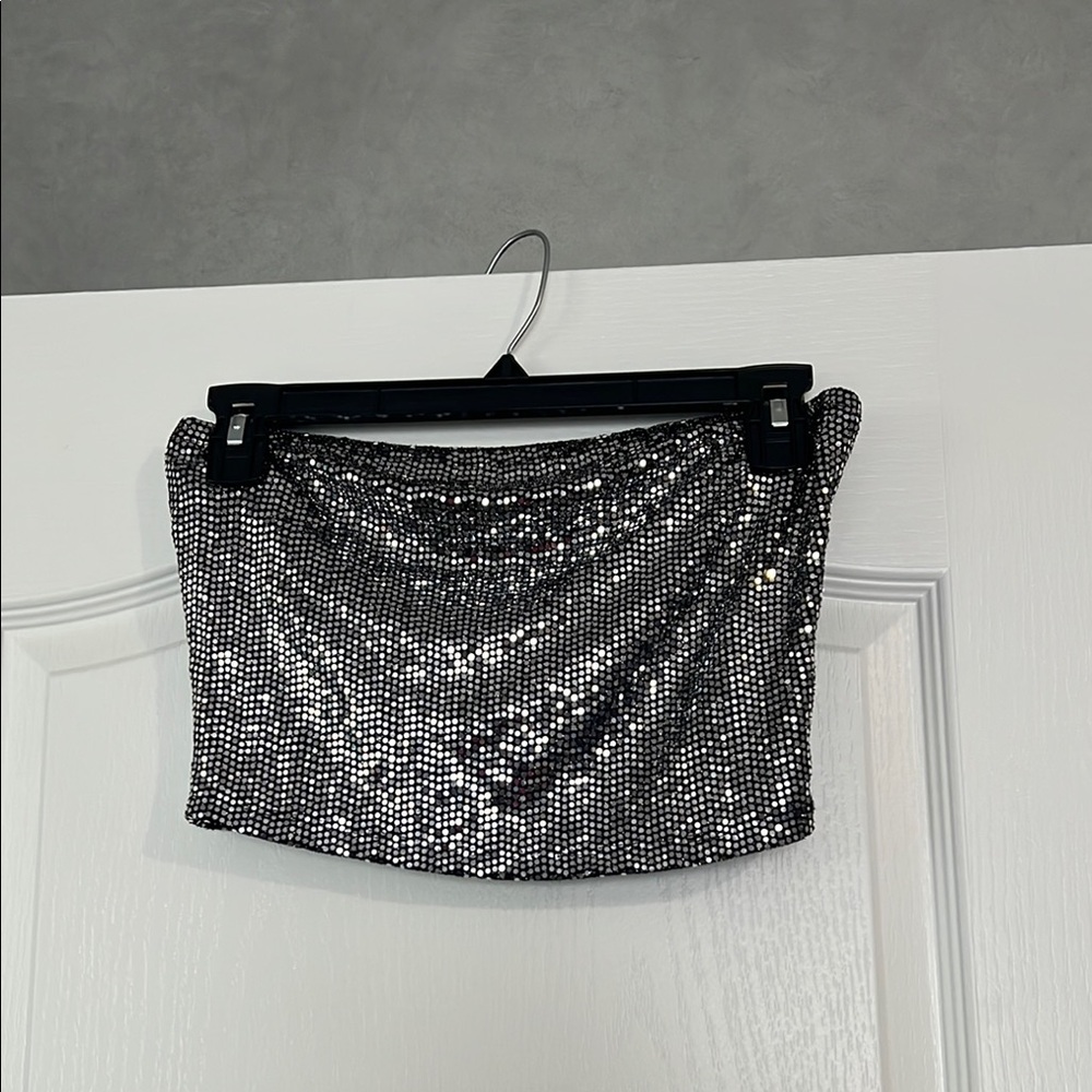 Silver Sequin Tube Top